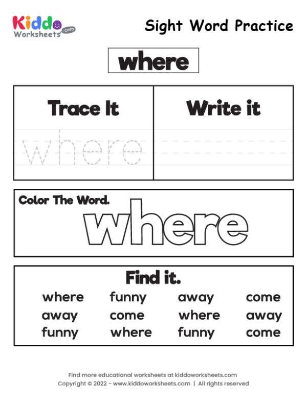 Sight Word Practice where