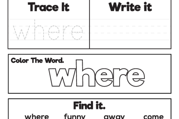 Sight Word Practice where Worksheet