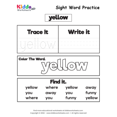 Sight Word Practice yellow