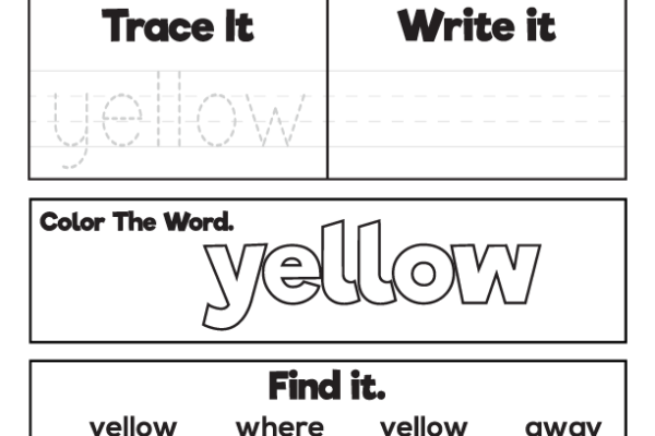 Sight Word Practice yellow Worksheet