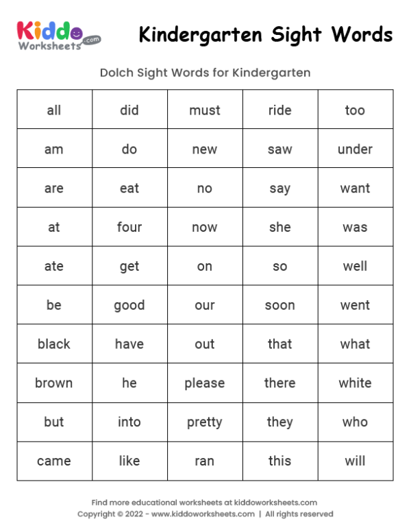 free-printable-sight-words-kindergarten-worksheet-kiddoworksheets