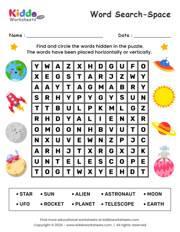 Space Word Search puzzle