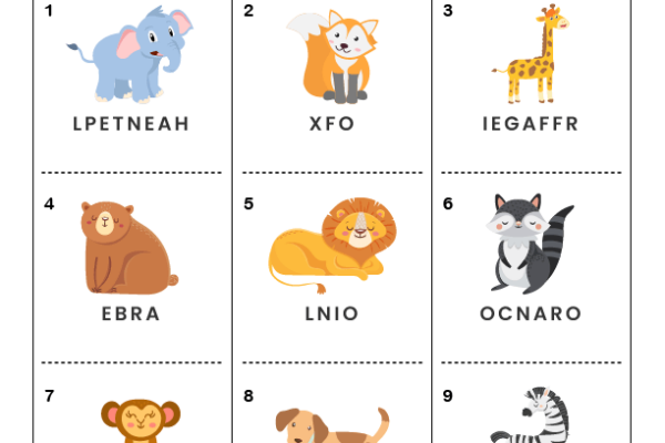 Spelling Word Scramble Animals Worksheet