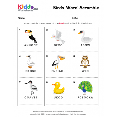 Word Scramble Birds