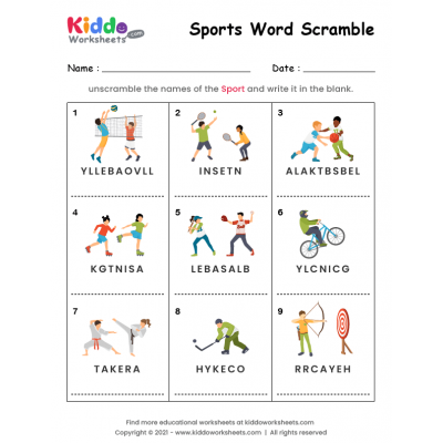 Word Scramble Sports