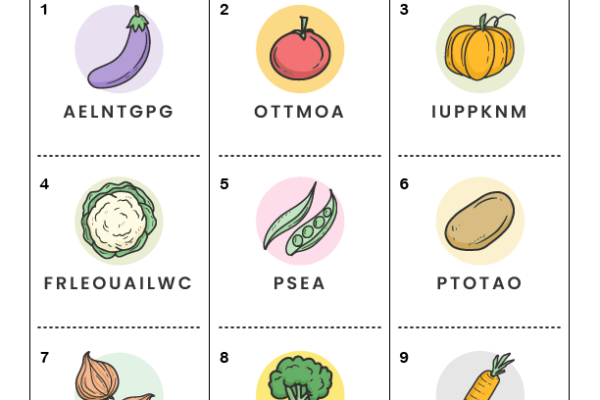 Spelling Word Scramble Vegetables Worksheet