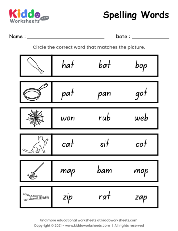 Spelling words Worksheet 2