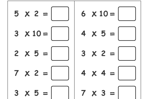 Times Table Exercise 1 Worksheet