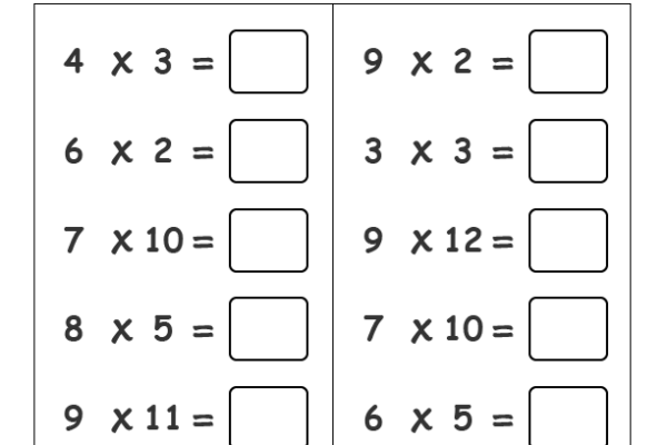 Times Table Exercise 2 Worksheet
