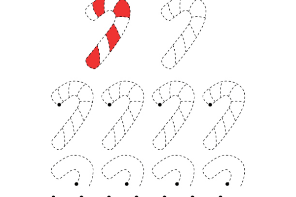 Tracing Lines Candy cane Worksheet