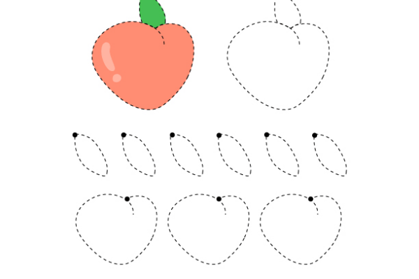 Tracing Lines Peach Worksheet