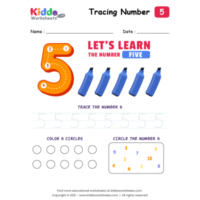 Number Tracing Five-5