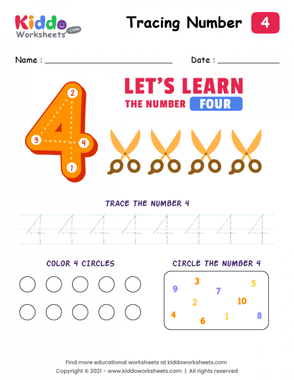 Number Tracing Four-4