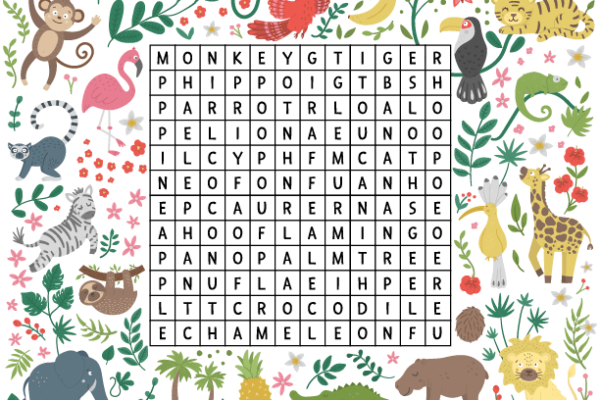 Tropical Word Search puzzle