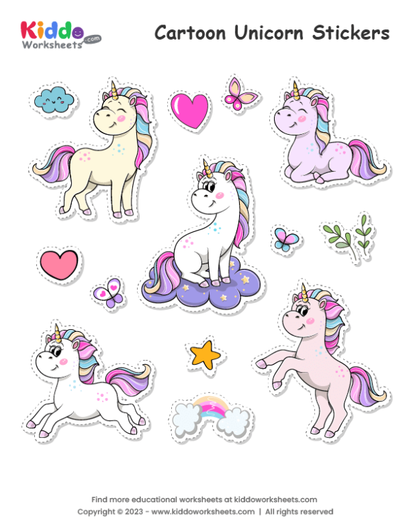 Free Printable Unicorn Stickers Worksheet - kiddoworksheets