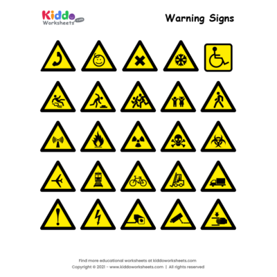 Warning signs worksheet