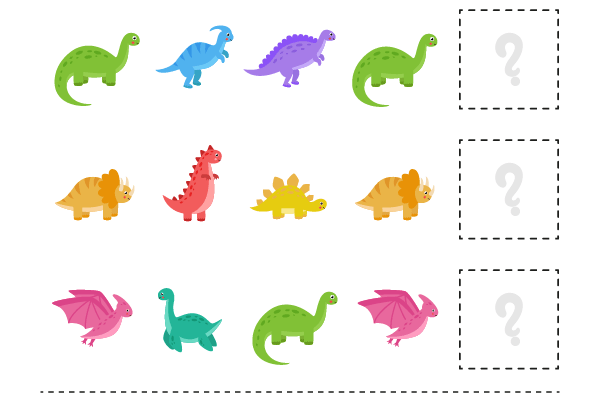 What comes next Dinosaurs Worksheet