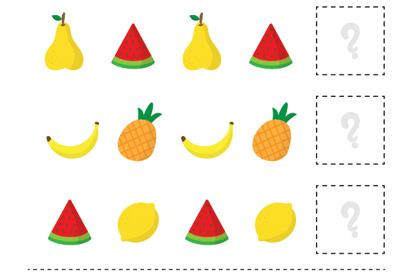What comes next Fruits Worksheet 1