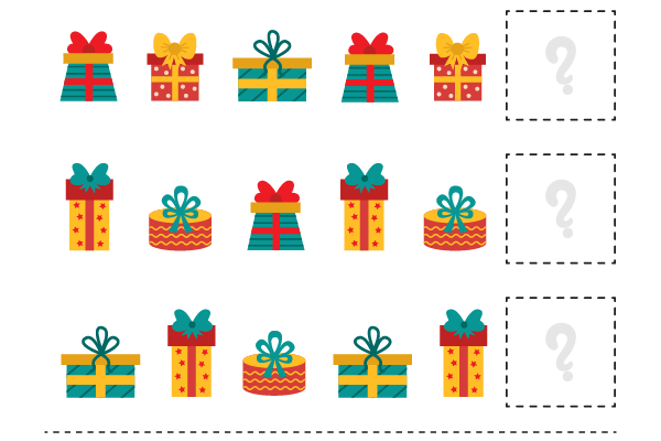 What comes next Gift Boxes Worksheet