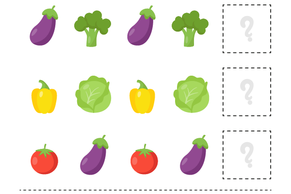 What comes next Vegetables Worksheet 1
