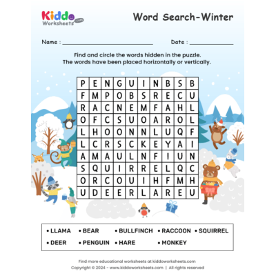 Winter Word Search puzzle