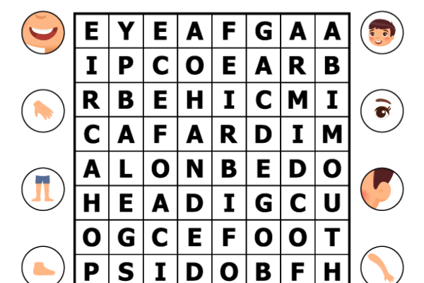 Word Search Body Parts Worksheet