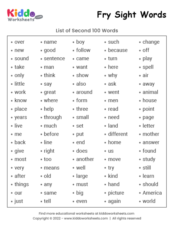Fry Sight Words List 2