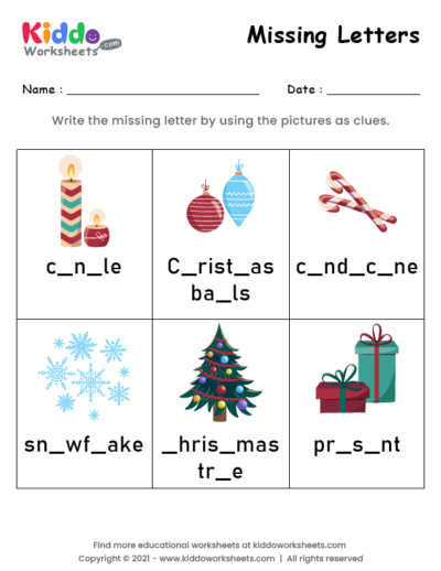 Missing Letters Chirstmas