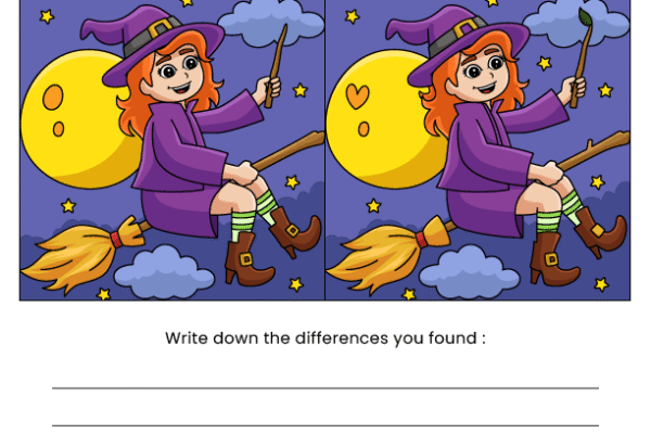 Witch Find the Difference Worksheet