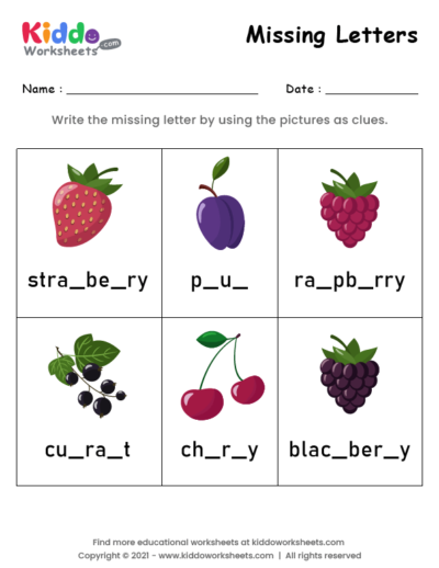 Missing Letters Fruits