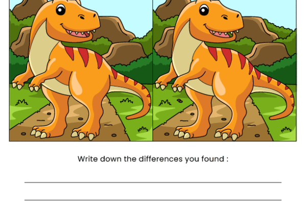 Dinosaur Find the Difference Worksheet