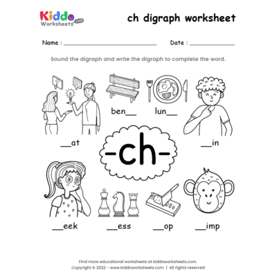 ch digraph worksheet
