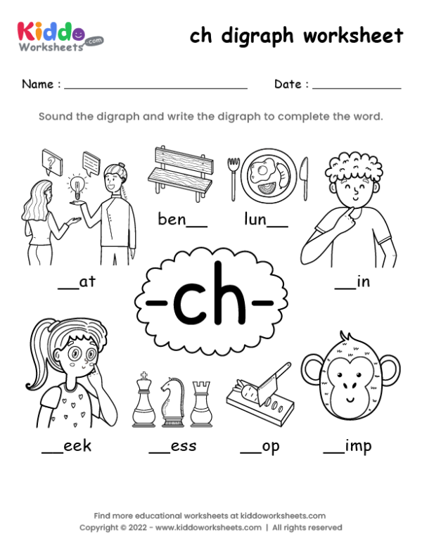 ch digraph worksheet