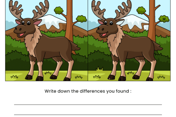 Moose Find the Difference Worksheet