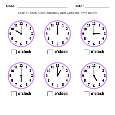 Telling Time Worksheet 2