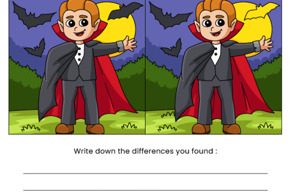 Vampire Find the Difference Worksheet