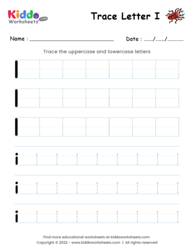 Tracing Letter I