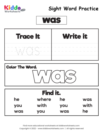 Sight Word Practice was