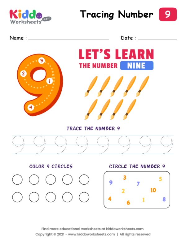 Number Tracing Nine-9
