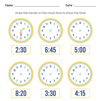 Draw hands on clock 1