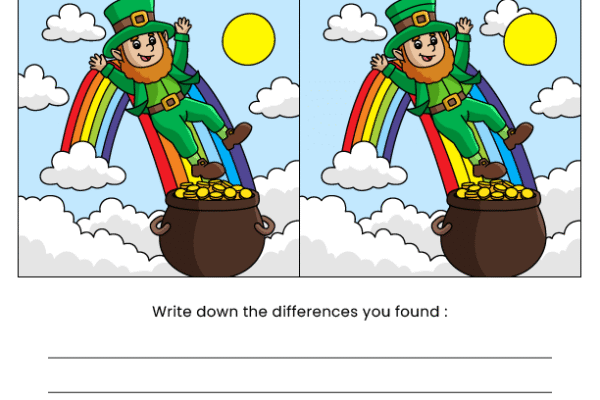 Leprechaun Find the Difference Worksheet