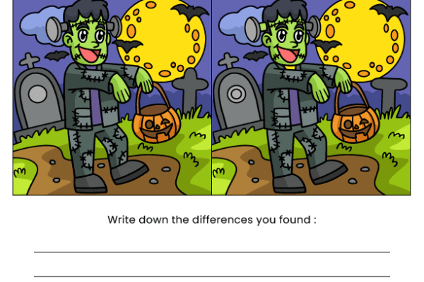 Zombie Find the Difference Worksheet