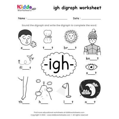 igh digraph worksheet