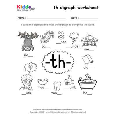 th digraph worksheet
