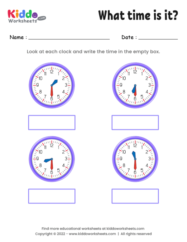 what time is it worksheet 2